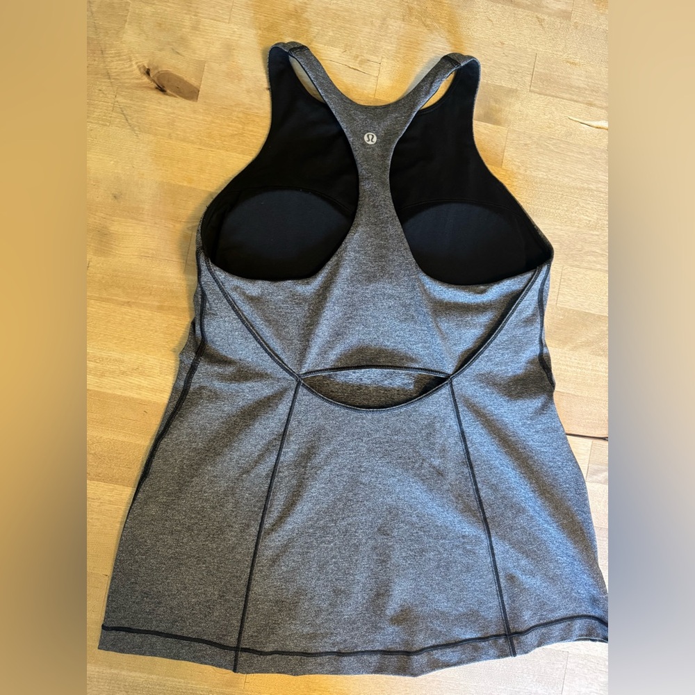 lululemon athletica Gray Racerback Tank Top with Black Lining